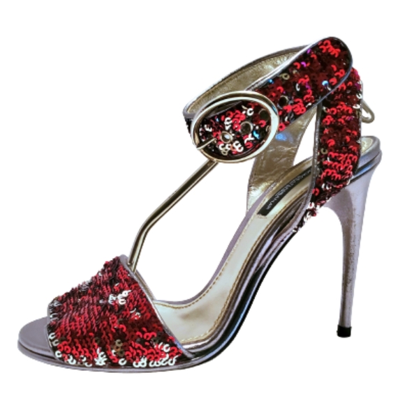 💄Red & Silver Sequin Heels - Picture 4 of 16